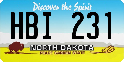 ND license plate HBI231