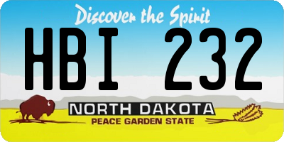 ND license plate HBI232