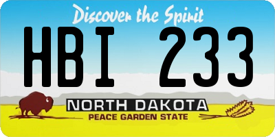 ND license plate HBI233