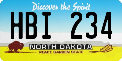 ND license plate HBI234