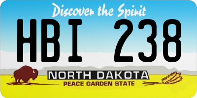 ND license plate HBI238