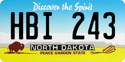 ND license plate HBI243