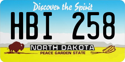 ND license plate HBI258