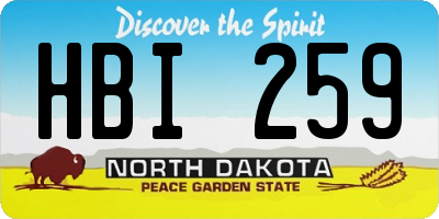 ND license plate HBI259