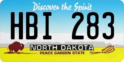 ND license plate HBI283