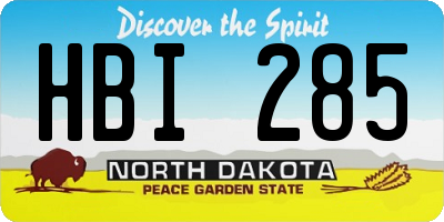 ND license plate HBI285