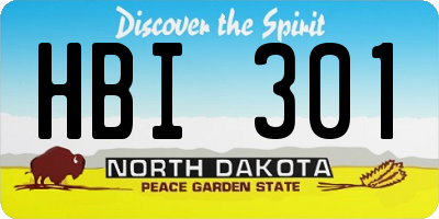 ND license plate HBI301