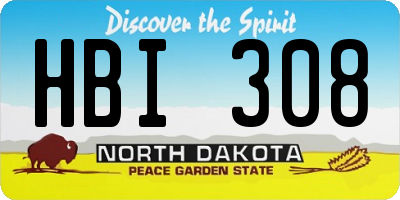 ND license plate HBI308