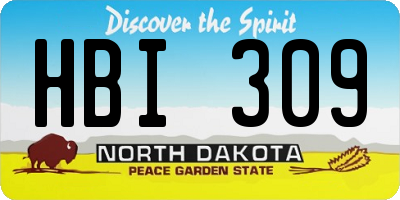 ND license plate HBI309