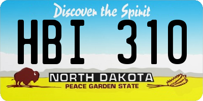 ND license plate HBI310