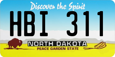 ND license plate HBI311