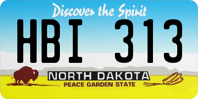 ND license plate HBI313