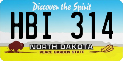 ND license plate HBI314