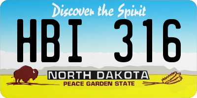 ND license plate HBI316