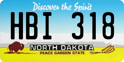 ND license plate HBI318