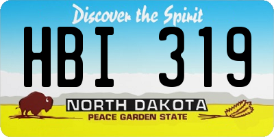 ND license plate HBI319