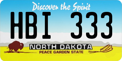 ND license plate HBI333