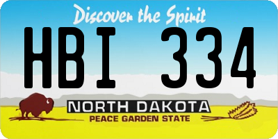 ND license plate HBI334