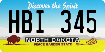 ND license plate HBI345