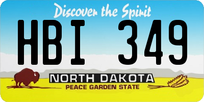 ND license plate HBI349