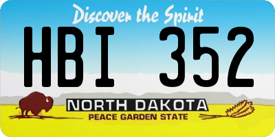 ND license plate HBI352