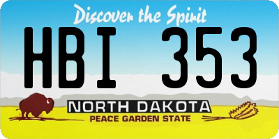 ND license plate HBI353