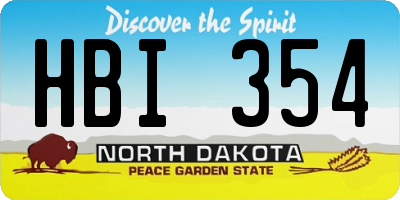 ND license plate HBI354