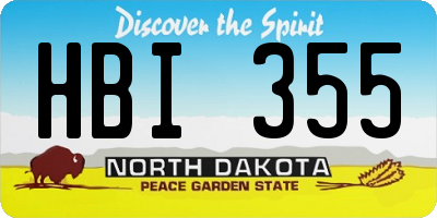 ND license plate HBI355