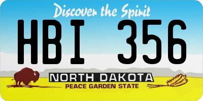 ND license plate HBI356