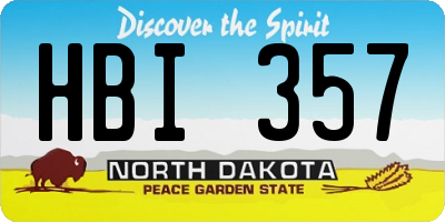 ND license plate HBI357