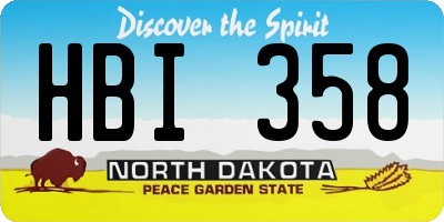 ND license plate HBI358