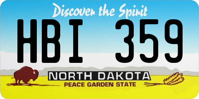 ND license plate HBI359