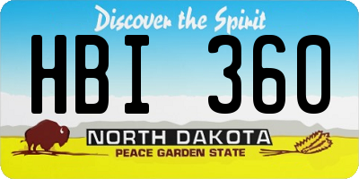 ND license plate HBI360