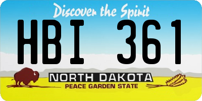 ND license plate HBI361