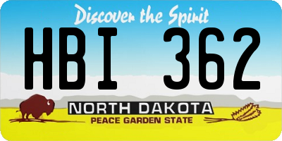 ND license plate HBI362