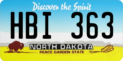 ND license plate HBI363