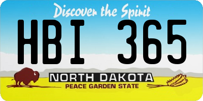 ND license plate HBI365