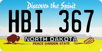 ND license plate HBI367