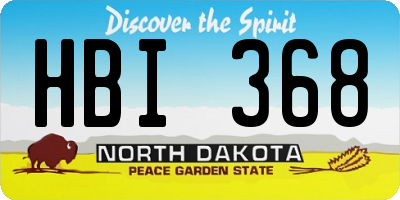 ND license plate HBI368