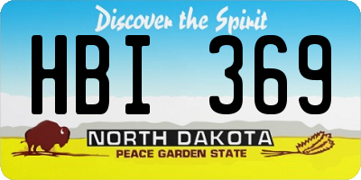 ND license plate HBI369