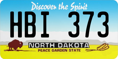 ND license plate HBI373