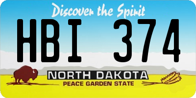 ND license plate HBI374