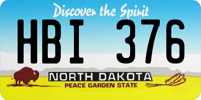 ND license plate HBI376