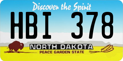 ND license plate HBI378