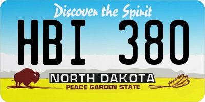 ND license plate HBI380