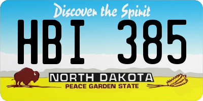 ND license plate HBI385