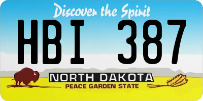 ND license plate HBI387