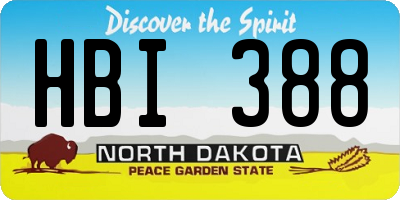 ND license plate HBI388