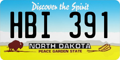 ND license plate HBI391