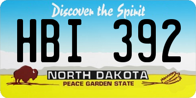 ND license plate HBI392